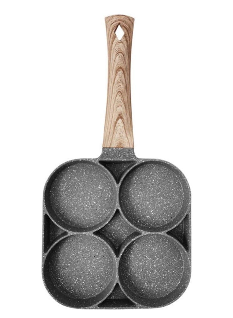 4 Hole Omelet Pan For Burger Eggs Ham Pancake Maker Wooden Handle Frying Pot Non-Stick Cooking Breakfast-01