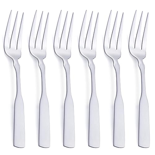 FULLYWARE 3-Tine Fork, Stainless Steel 7.6” Dinner Silverware Fork, Metal Cocktail Dessert Forks, 6-Piece - Image 1