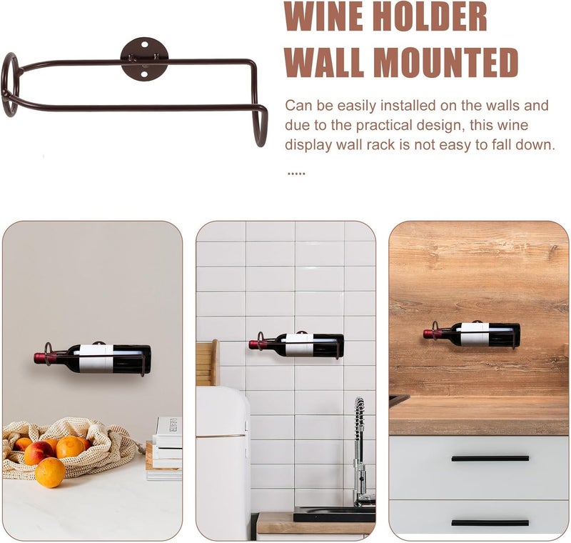 MAGICLULU Wall Mounted Wine Rack Single Bottle Holder Ironwork Wine Bottle Display Rack Copper Red for Home Bar Kitchen Wall Storage - Image 4
