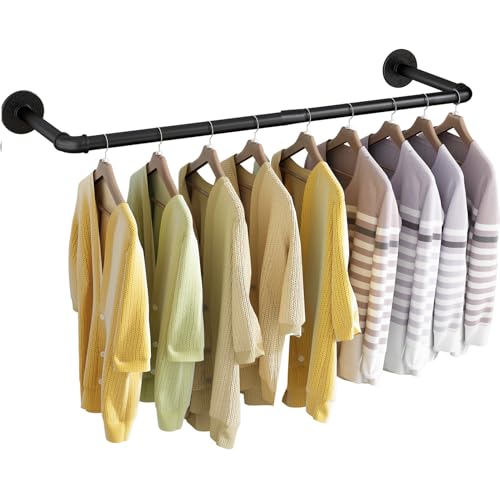 UlSpeed Wall Mounted Clothes Rack 21.06in, Industrial Pipe Wall Mount Clothing Rack, Heavy Duty Iron Garment Racks, Space Saver Multi-purpose Hanging Rod for Laundry Room, Closet Storage, 1 Pack - Image 1