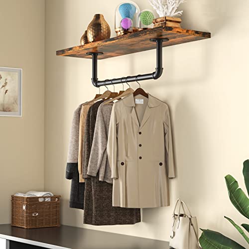 UlSpeed Wall Mounted Clothes Rack 21.06in, Industrial Pipe Wall Mount Clothing Rack, Heavy Duty Iron Garment Racks, Space Saver Multi-purpose Hanging Rod for Laundry Room, Closet Storage, 1 Pack - Image 2