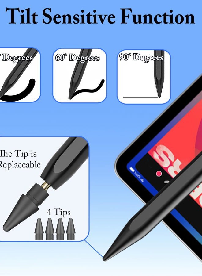 CMARS Active Stylus Pen for iPad(2018-2024), Pencil for Pad 9th&10th Generation with Tilt, Palm Rejection, Digital Pen Compatible with Apple iPad 6/7/8/9/10, Pro 11/12.9 inch, Mini 5/6, Air3/4/5 - Black - Image 4