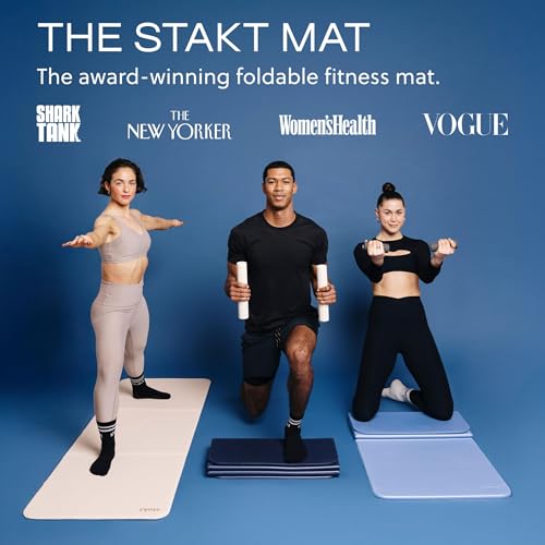 Stakt The Original Foldable Yoga Mat, Premium Foldable Exercise & Workout Mat with Non-Slip Surface, Lightweight Portable for Studio or Home Use, As Seen on Shark Tank - Iron - Image 2