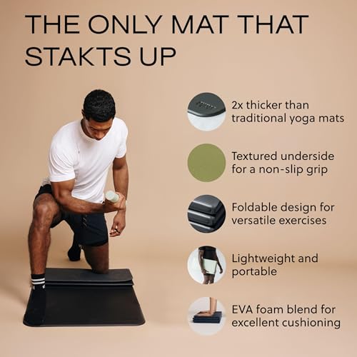 Stakt The Original Foldable Yoga Mat, Premium Foldable Exercise & Workout Mat with Non-Slip Surface, Lightweight Portable for Studio or Home Use, As Seen on Shark Tank - Iron - Image 3