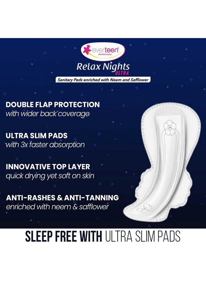 everteen Xxl Relax Nights Ultra Thin Sanitary Pads With Neem And Safflower, Menstrual Cramps Roll-On Inside Pack - 1 Pack (40 Pads, 320Mm)  - Image 3