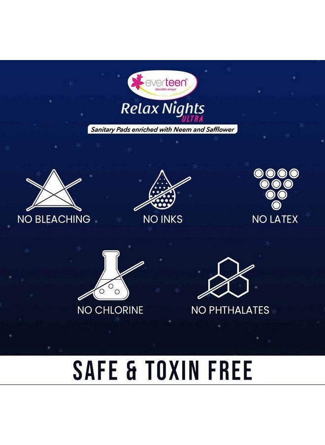 everteen Xxl Relax Nights Ultra Thin Sanitary Pads With Neem And Safflower, Menstrual Cramps Roll-On Inside Pack - 1 Pack (40 Pads, 320Mm)  - Image 5
