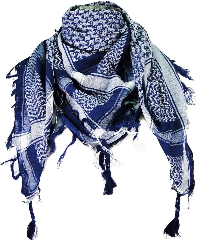 Tapp Collections Premium Shemagh Head Neck Scarf in Blue and White - Image 1