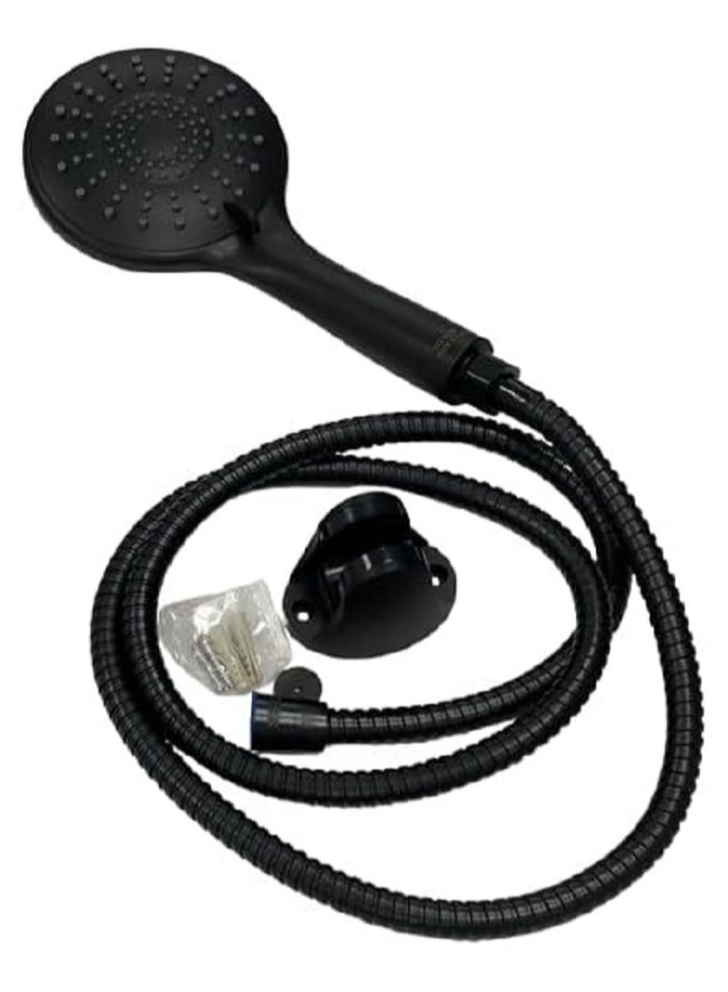 Shower Head with Li - Black Adjustable Hand Held Shower Head with Shower Hose, High Pressure The shower head is made of high-quality materials that ensure durability and easy maintenance - Image 1