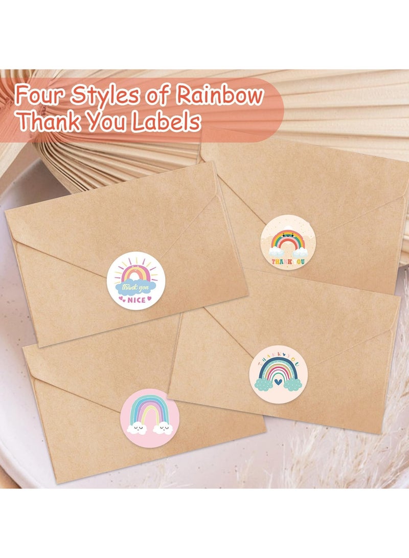 CMGTYYD 500pcs/1 Roll Rainbow Colorful Stickers - Self-Adhesive Waterproof Thank You Round Labels - 2.5cm/1in Rainbow Cloud Stickers for Party Bags & Creative Gift Packaging - Image 5