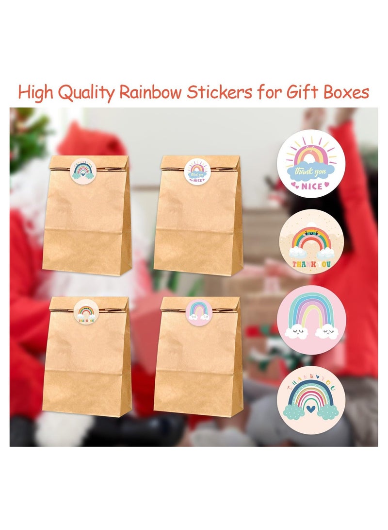 CMGTYYD 500pcs/1 Roll Rainbow Colorful Stickers - Self-Adhesive Waterproof Thank You Round Labels - 2.5cm/1in Rainbow Cloud Stickers for Party Bags & Creative Gift Packaging - Image 4