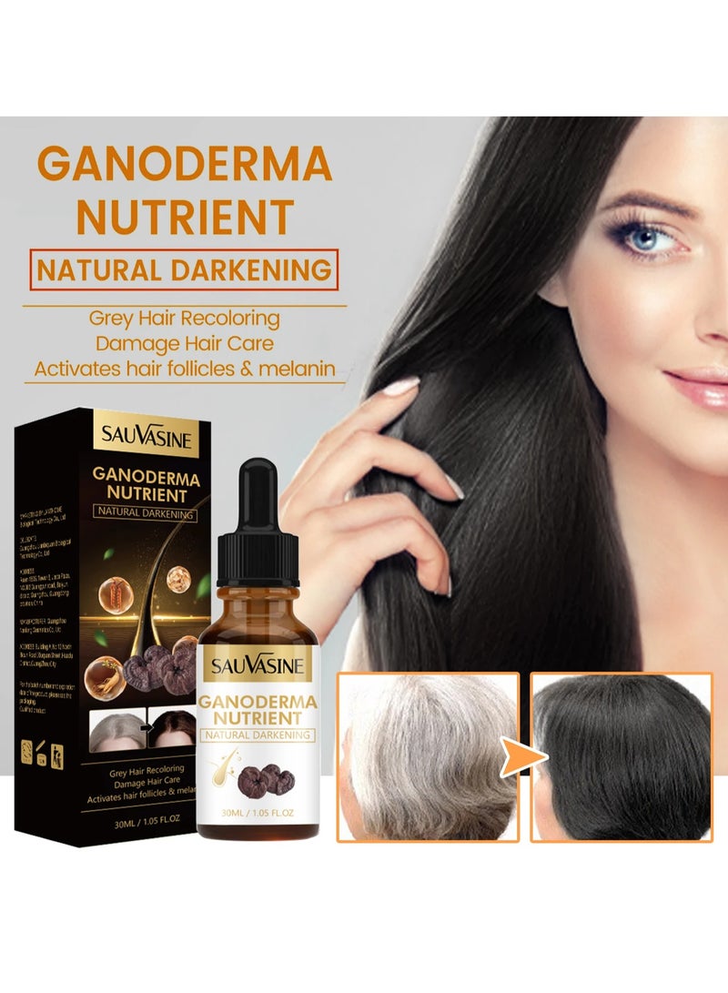 SAUVASINE Anti Greying Hair Serum, Ginseng Extract Natural Darkening Serum, Moisturizing Scalp Treatment Hair Oil, Black Hair Liquid For Repairing Damaged Hair And Grey Hair Recoloring, (Pack Of 3pcs) - Image 2