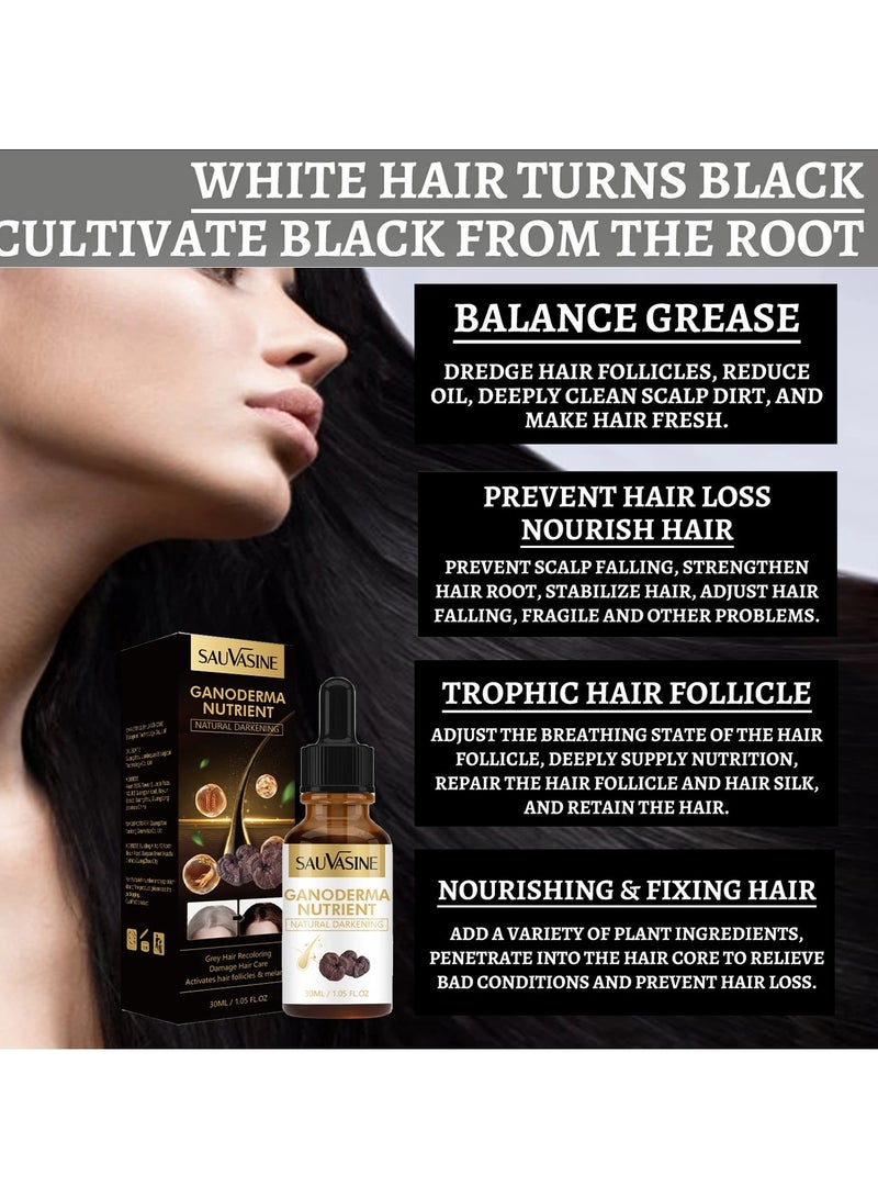 SAUVASINE Anti Greying Hair Serum, Ginseng Extract Natural Darkening Serum, Moisturizing Scalp Treatment Hair Oil, Black Hair Liquid For Repairing Damaged Hair And Grey Hair Recoloring, (Pack Of 3pcs) - Image 3