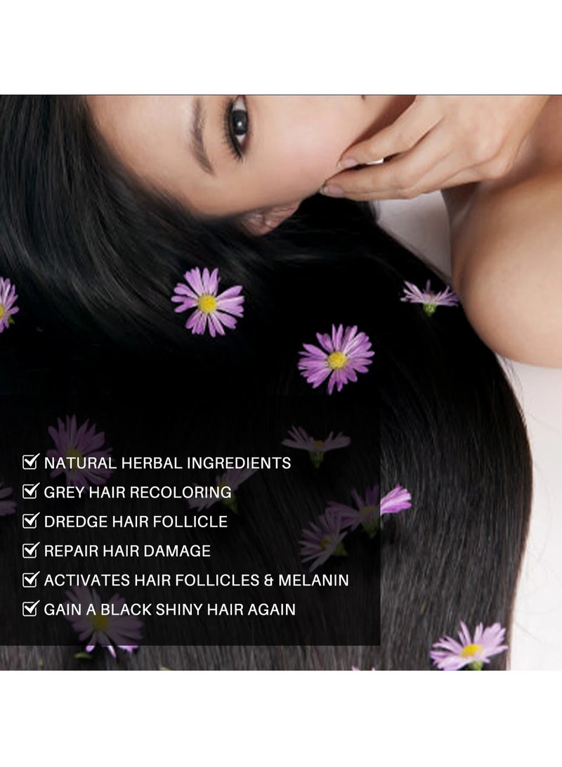 SAUVASINE Anti Greying Hair Serum, Ginseng Extract Natural Darkening Serum, Moisturizing Scalp Treatment Hair Oil, Black Hair Liquid For Repairing Damaged Hair And Grey Hair Recoloring, (Pack Of 3pcs) - Image 5