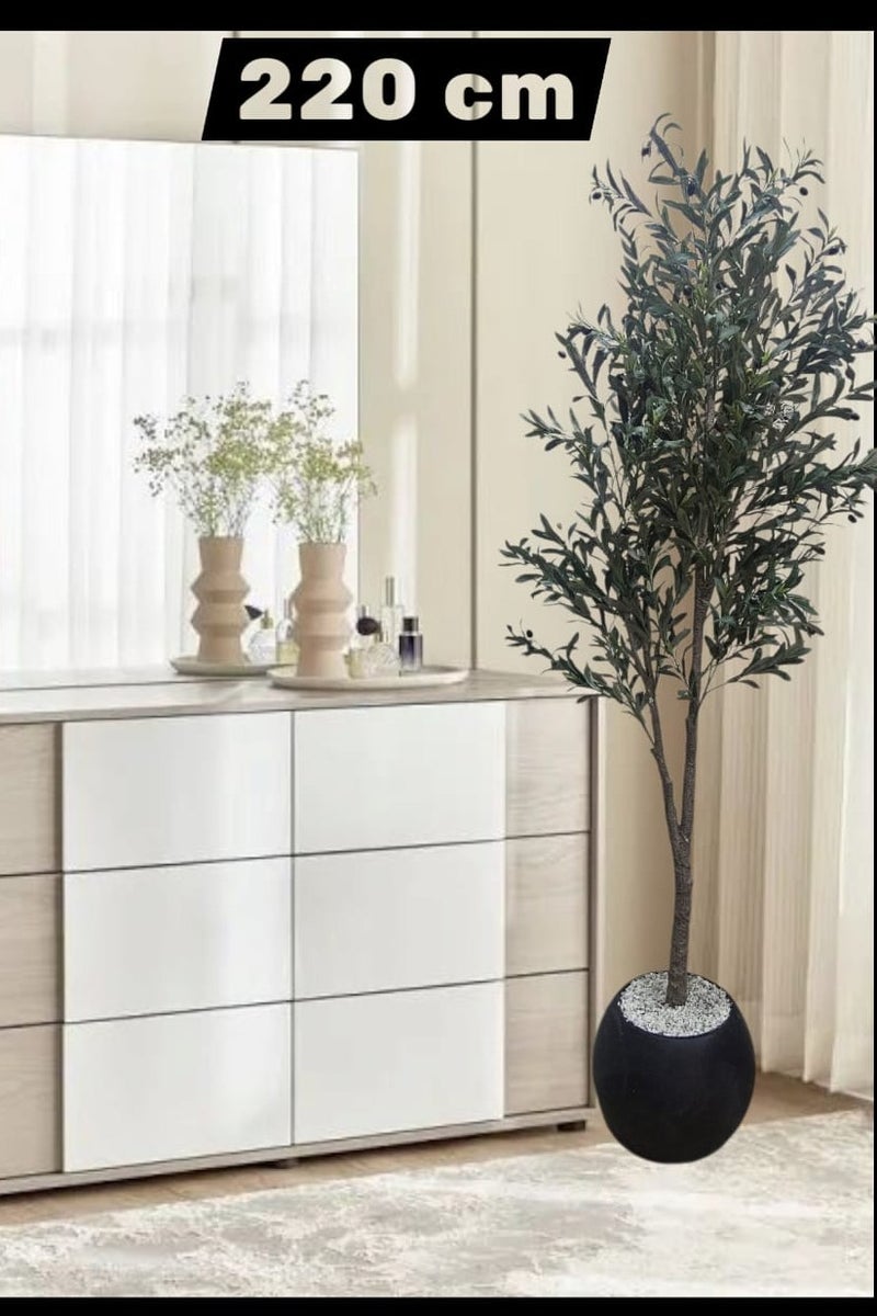 AL KHALDIYA Fruitful olive tree with a large black pot with an attractive design, make your home more elegant, 220 cm  - Image 2