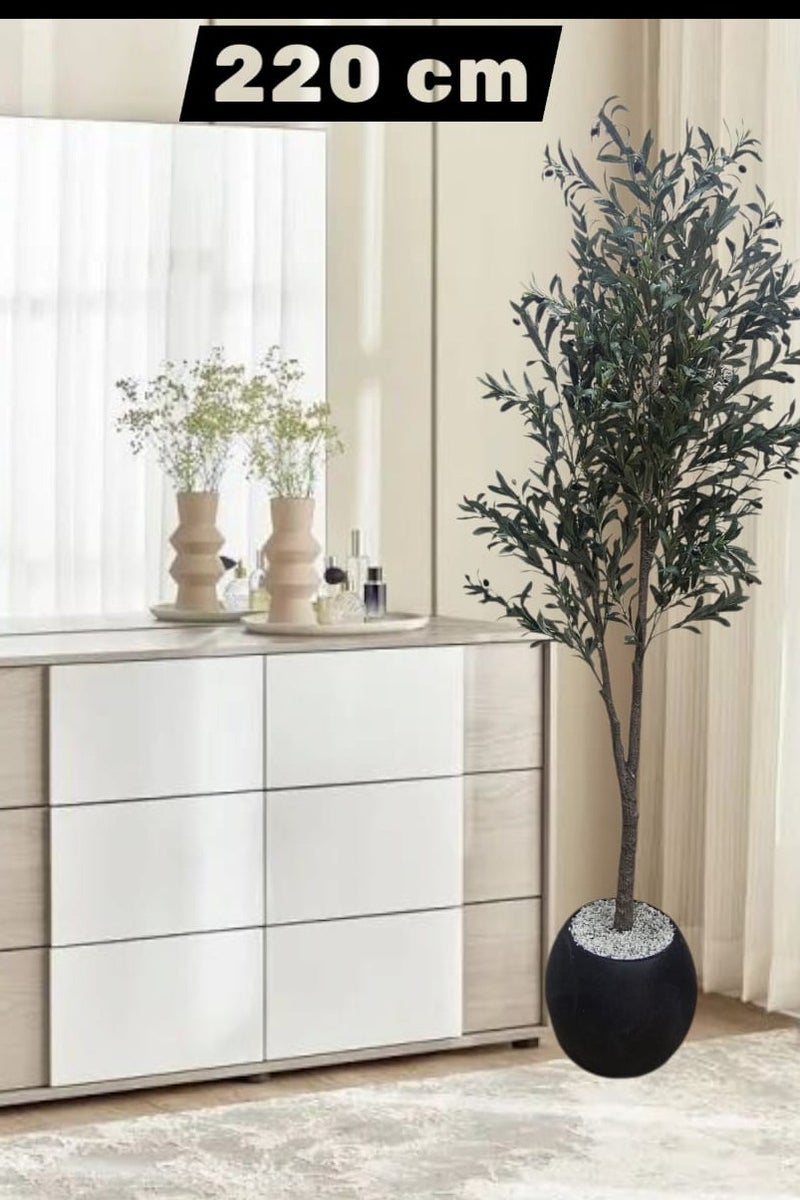 AL KHALDIYA Fruitful olive tree with a large black pot with an attractive design, make your home more elegant, 220 cm  - Image 3