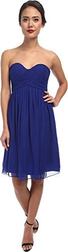 Donna Morgan Women's Strapless Sweetheart Chiffon Dress, Royal, 10 - Image 4
