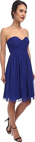 Donna Morgan Women's Strapless Sweetheart Chiffon Dress, Royal, 10 - Image 2