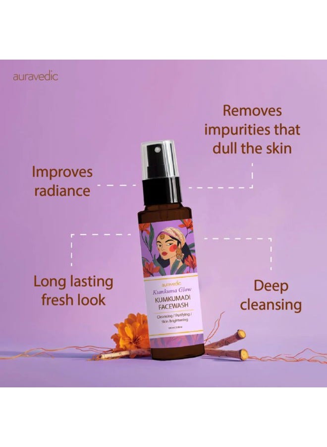Auravedic Kumkumadi face wash with Kumkumadi Tailam Kumkumadi face oil for glowing skin Paraben free face wash men women 100ml - Image 4