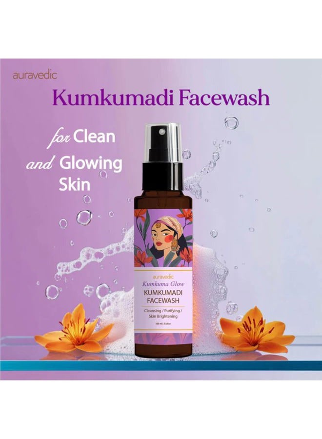 Auravedic Kumkumadi face wash with Kumkumadi Tailam Kumkumadi face oil for glowing skin Paraben free face wash men women 100ml - Image 2