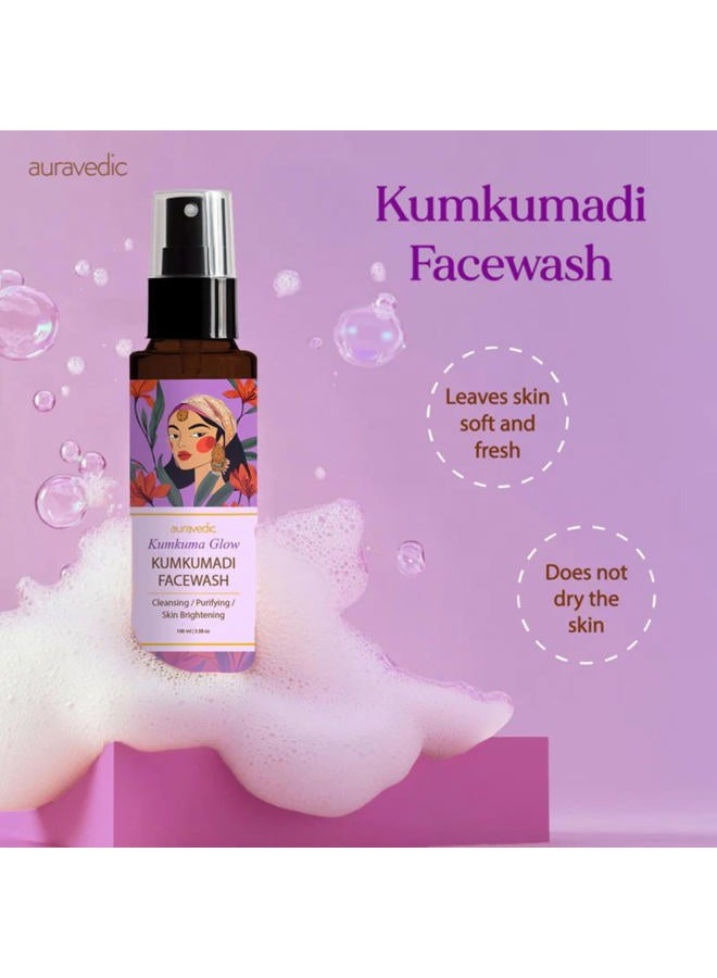 Auravedic Kumkumadi face wash with Kumkumadi Tailam Kumkumadi face oil for glowing skin Paraben free face wash men women 100ml - Image 3