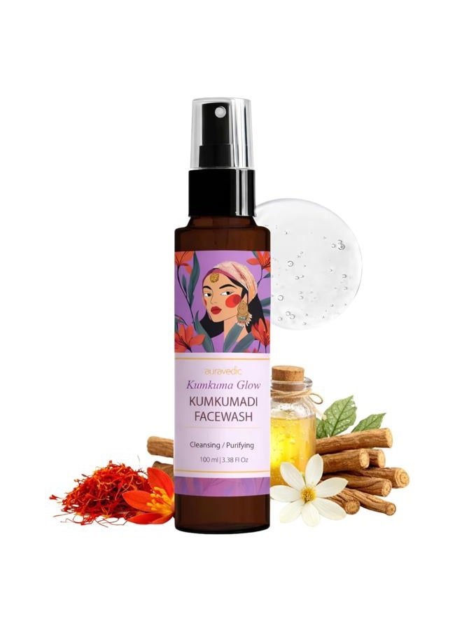 Auravedic Kumkumadi face wash with Kumkumadi Tailam Kumkumadi face oil for glowing skin Paraben free face wash men women 100ml - Image 1