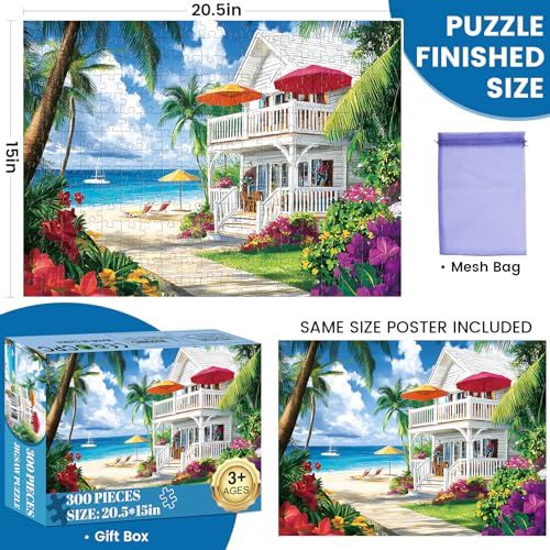DAGIRT Puzzles for Adults 300 Pieces Sea View Room Puzzles 300 Pieces for AdultsInterlock Perfectly Letter on Back No DustChallenging Puzzle Home Decor Birthday Party Gift Toy for Men Women Olders Seniors - Image 5