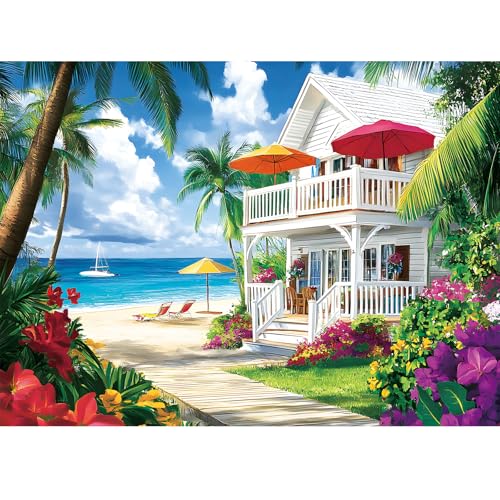 DAGIRT Puzzles for Adults 300 Pieces Sea View Room Puzzles 300 Pieces for AdultsInterlock Perfectly Letter on Back No DustChallenging Puzzle Home Decor Birthday Party Gift Toy for Men Women Olders Seniors - Image 1