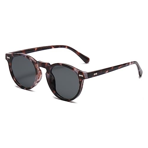 Gleyemor Vintage Polarized Sunglasses for Men UV400 Protection Retro Round Sunglasses Hand-crafted Acetate Frame (Grey Tortoise Frame/Grey Lens) - Image 1