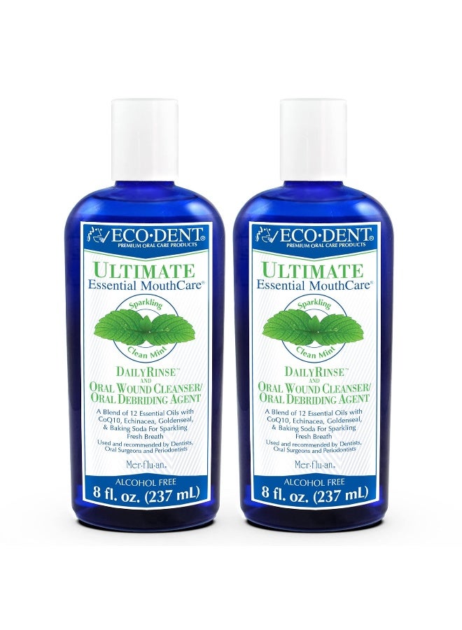 EcoDent AlcoholFree Mouthwash Mint Ultimate Essential MouthCare Oral Care Mouth Wash for Adults Baking Soda Mouth Rinse with CoQ10HerbsEssential Oils 8 Fl Oz Pack of 2 - Image 1
