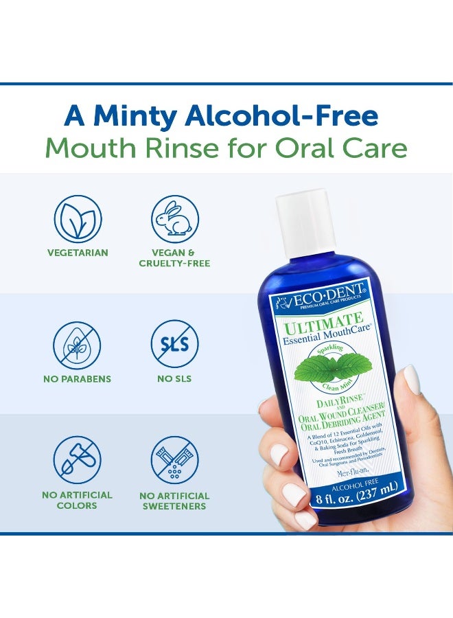 EcoDent AlcoholFree Mouthwash Mint Ultimate Essential MouthCare Oral Care Mouth Wash for Adults Baking Soda Mouth Rinse with CoQ10HerbsEssential Oils 8 Fl Oz Pack of 2 - Image 4