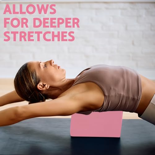 MBKHFLL (Pink-2 Pack) Yoga Block - Supportive Latex-Free Eva Foam - Soft Non-Slip Surface with Beveled Edges for Yoga, Pilates, Meditation - Yoga Accessories for Stability, Balance, Deepen Stretches - Image 4