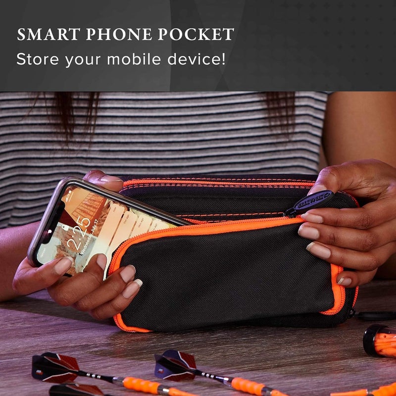 CASEMASTER Plazma Pro, 6 Dart Case for Soft and Steel Tip Darts, Features Large Front Mobile Device Pocket, Built-In Storage Tubes and Pockets for Flights, Tips, Shafts, and Personal Items - Image 5