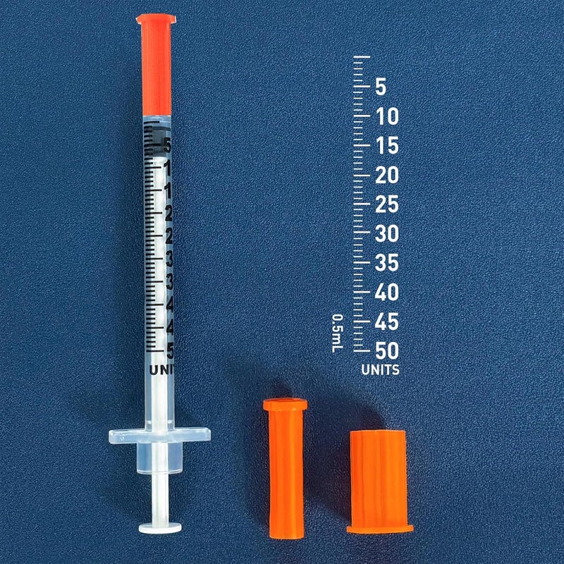 EassYring U-100 0.5cc/mL Syringes with 31G 5/16 inch (8mm) Needles Scientific Lab,Individual Package Pack of 100 - Image 2