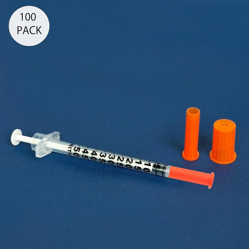 EassYring U-100 0.5cc/mL Syringes with 31G 5/16 inch (8mm) Needles Scientific Lab,Individual Package Pack of 100 - Image 3