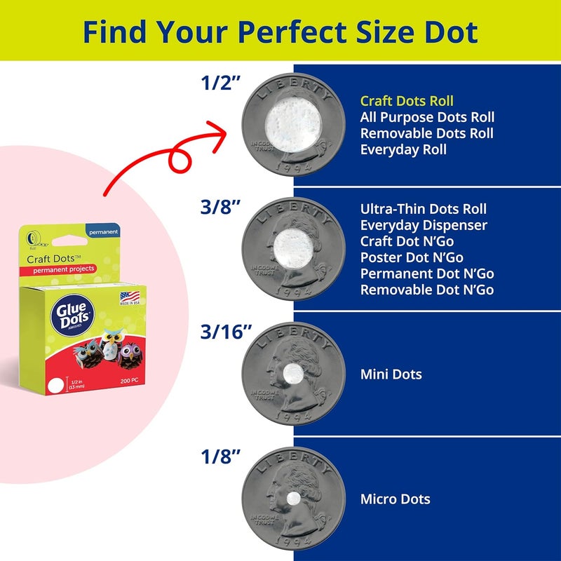 Glue Dots, Craft Dots, Double-Sided, 1/2", .5 Inch, 200 Dots, DIY Craft Glue Tape, Sticky Adhesive Glue Points, Liquid Hot Glue Alternative, Clear - Image 5