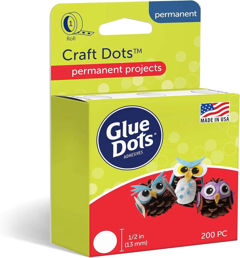 Glue Dots, Craft Dots, Double-Sided, 1/2", .5 Inch, 200 Dots, DIY Craft Glue Tape, Sticky Adhesive Glue Points, Liquid Hot Glue Alternative, Clear - Image 1
