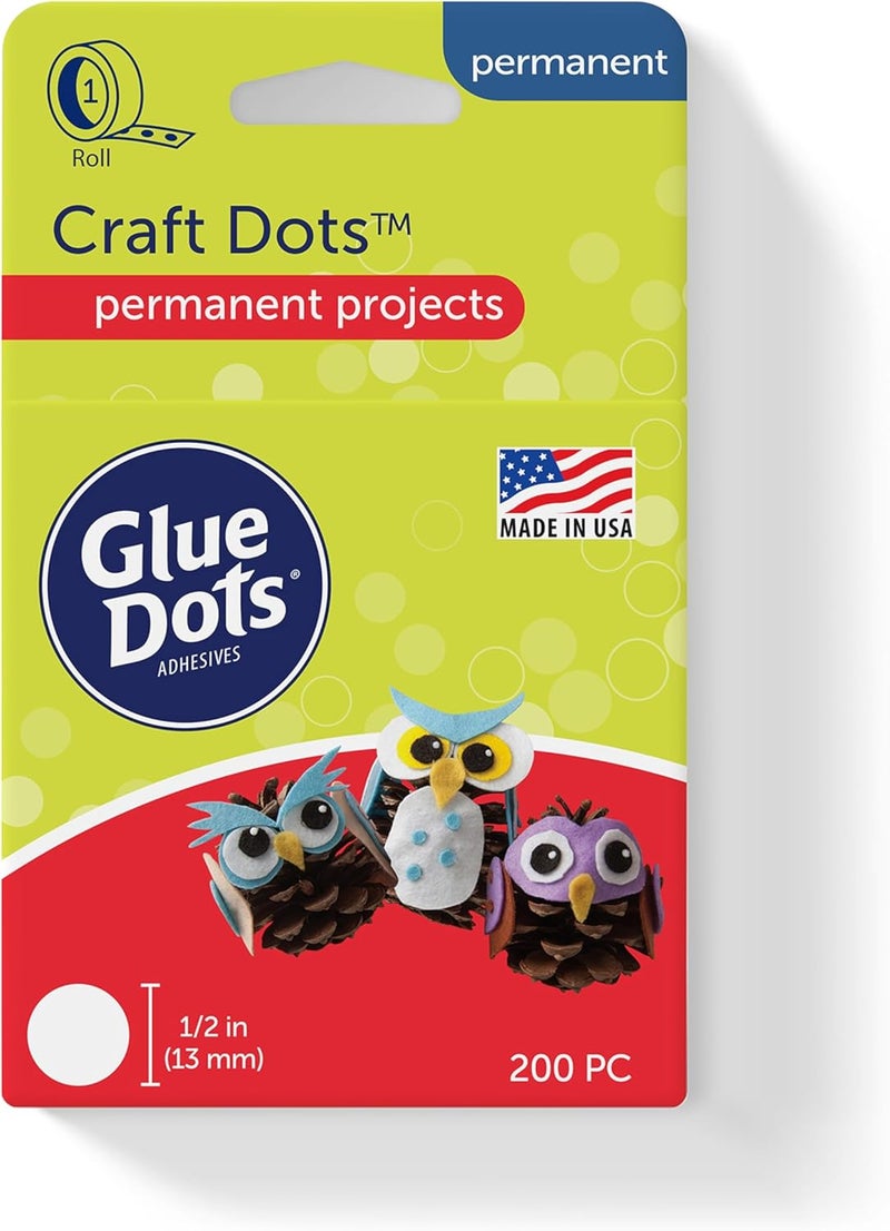 Glue Dots, Craft Dots, Double-Sided, 1/2", .5 Inch, 200 Dots, DIY Craft Glue Tape, Sticky Adhesive Glue Points, Liquid Hot Glue Alternative, Clear - Image 2