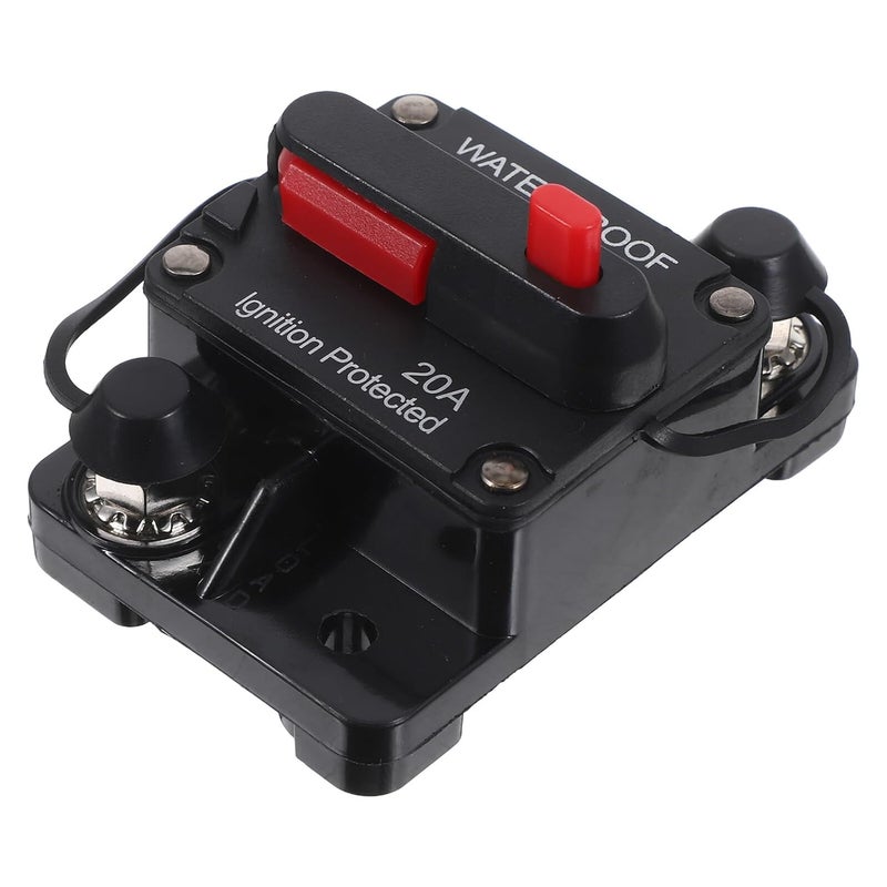 Mikinona Resettable 20a Car Circuit Breaker Fuse Holder for 12v-36v Automotive Audio Systems, Manual Reset Inline Circuit Protector for Boat, Rv, and Motor Trolling Use - Image 1