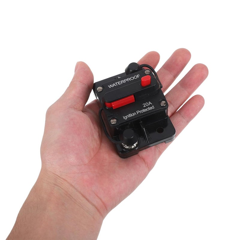 Mikinona Resettable 20a Car Circuit Breaker Fuse Holder for 12v-36v Automotive Audio Systems, Manual Reset Inline Circuit Protector for Boat, Rv, and Motor Trolling Use - Image 4