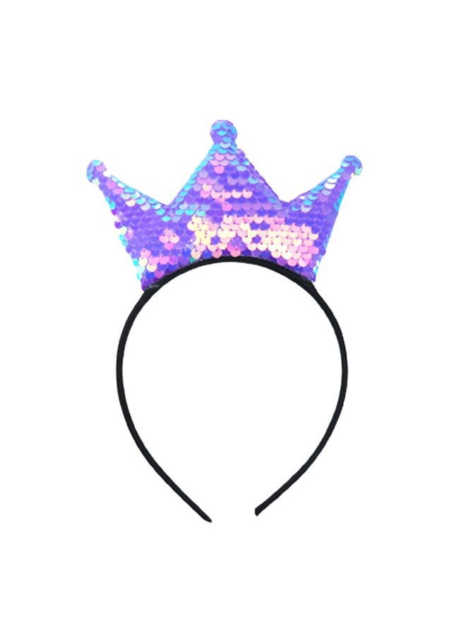 Kistreao - Crown Headband Laser Glitter Hair Band Crown Sequin Hair Accessories Girls Women Birthday Wedding Party(Lavender) - Image 1