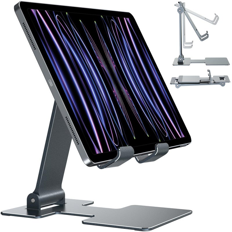 Anozer Tablet StandAdjustable Tablet Holder for DeskFoldable for iPad Stand Dock Holder for iPad Air 54Mini 6Mini 5102Pro 129Pro 11Portable MonitorSurface 413 inchGrey