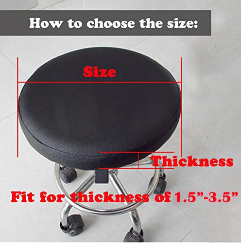 Sigmat 2PC Waterproof PU Bar Stool Cover Anti-Slip Round Seat Cover 13.5 Inch Black - Image 5