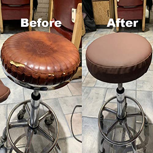 Sigmat 2PC Waterproof PU Bar Stool Cover Anti-Slip Round Seat Cover 13.5 Inch Black - Image 2