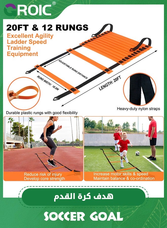 GROIC Kids Soccer Goals for Backyard Set,Pop Up Toddler Soccer Nets, Soccer Training Equipment with 10 Soccer Cones, Agility Ladder, Portable Soccer Sets,Kids Outdoor Game Toys - Image 2