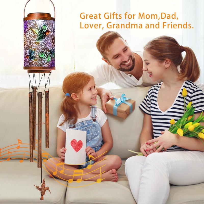 Go2garden Hummingbird Solar Wind Chimes for Outside, Garden Gifts for Women,Solar Lantern Outdoor Waterproof Lights for Balcony, Porch, Backyard, Birthday Gifts for Mom Grandma Wife (1Pack) - Image 3