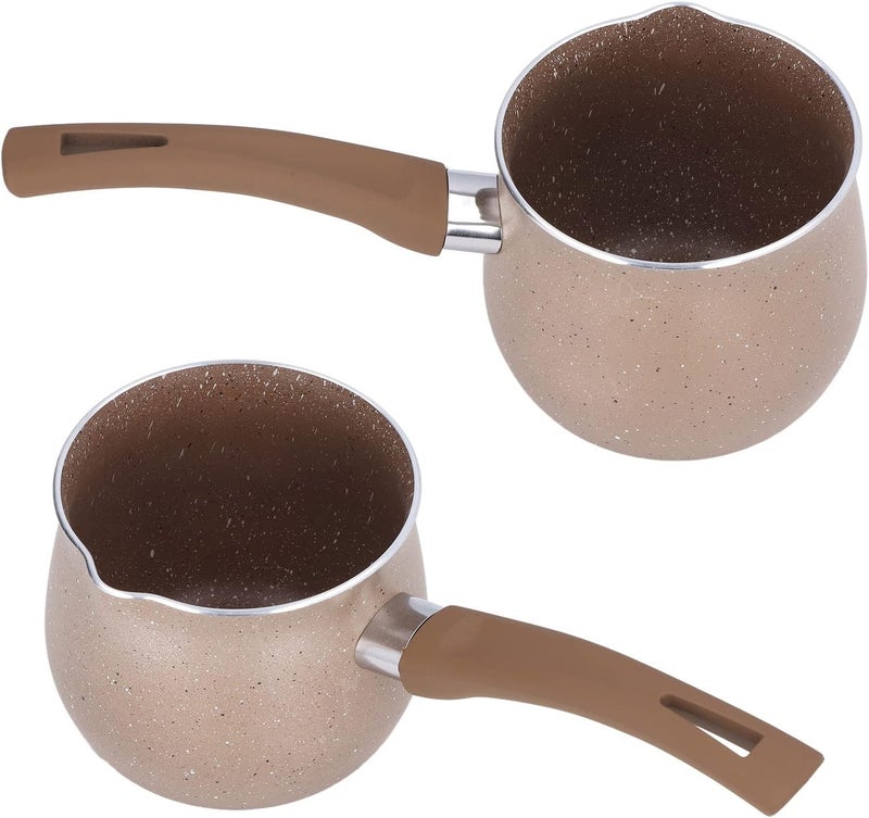 Milk Pot, Mini Pot Single Handle Coffee Warmer Boiling Pot Mini Milk Pan Aluminum Alloy Non Stick Anti Scalding Milk Pan CookingRed (Coffee) - Image 3