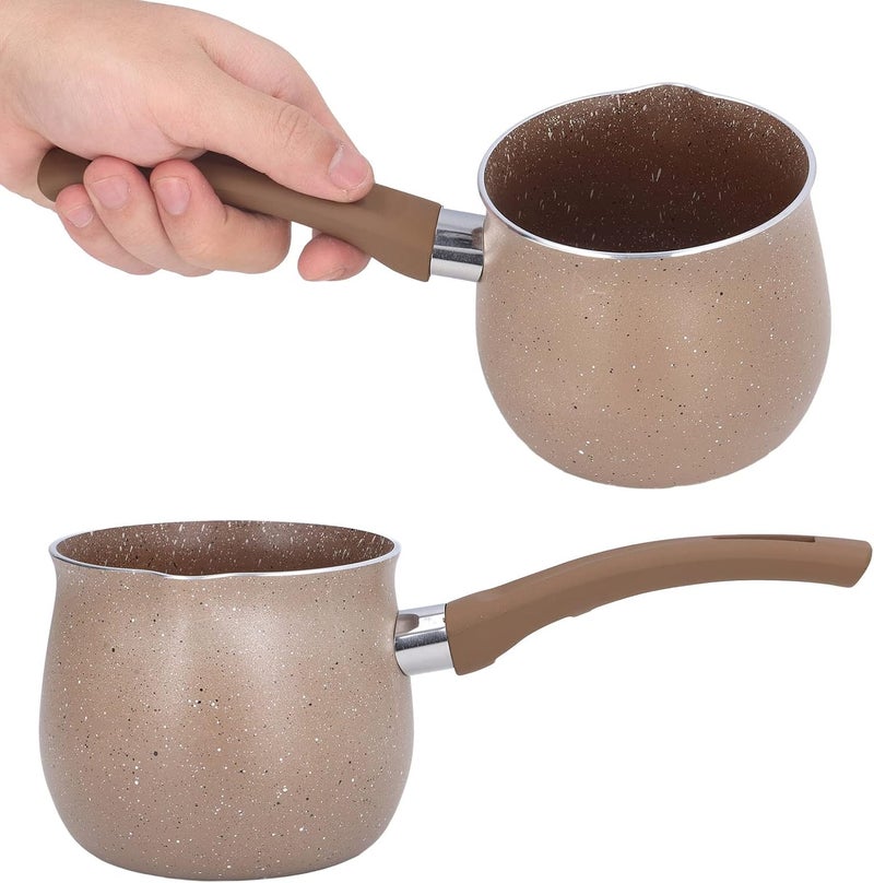 Milk Pot, Mini Pot Single Handle Coffee Warmer Boiling Pot Mini Milk Pan Aluminum Alloy Non Stick Anti Scalding Milk Pan CookingRed (Coffee) - Image 5