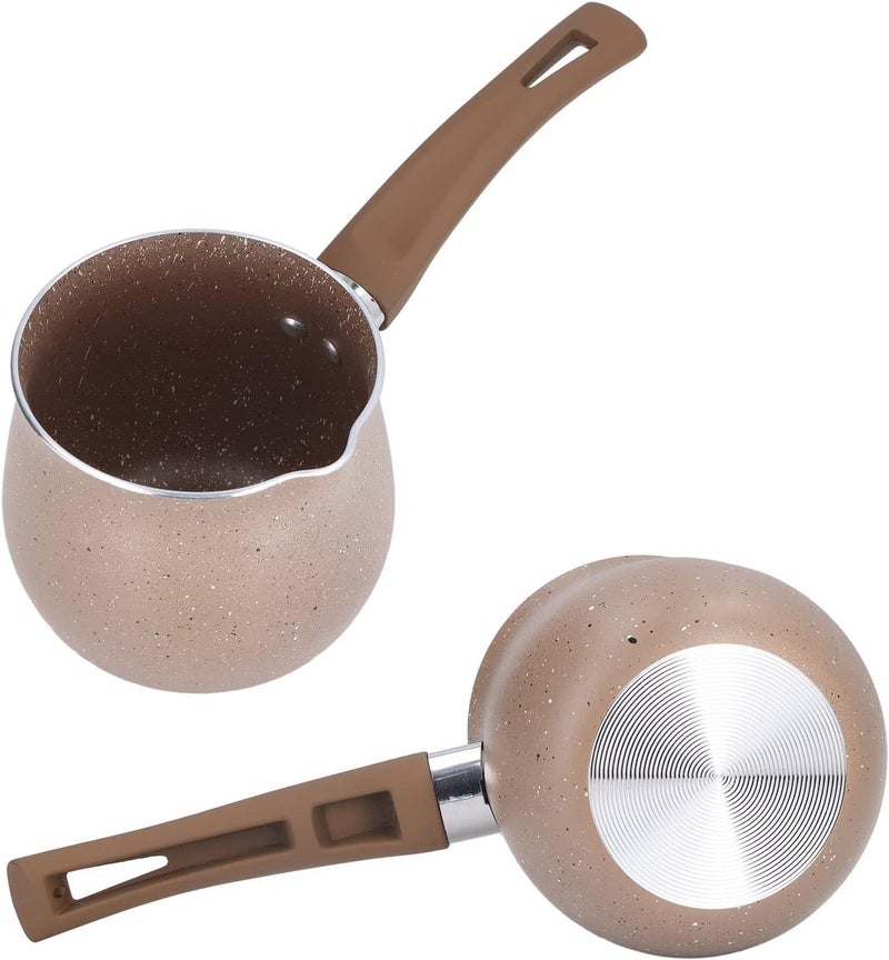 Milk Pot, Mini Pot Single Handle Coffee Warmer Boiling Pot Mini Milk Pan Aluminum Alloy Non Stick Anti Scalding Milk Pan CookingRed (Coffee) - Image 4