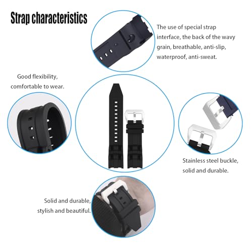 XIW Compatible for 26mm Invicta Pro diver Rubber Watch Band Replacement for men Silicone Wirstband Strap women Bracelet, Black - Image 3