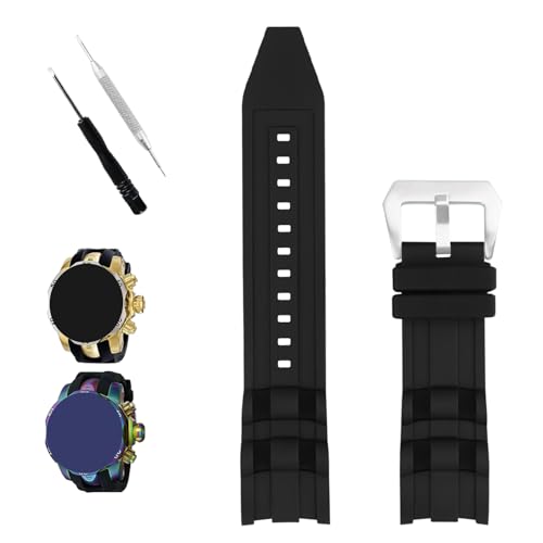 XIW Compatible for 26mm Invicta Pro diver Rubber Watch Band Replacement for men Silicone Wirstband Strap women Bracelet, Black - Image 1